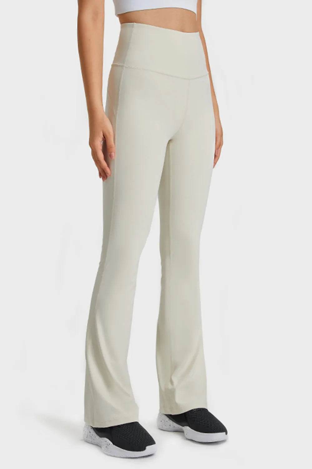 Millennia Elastic Waist Flare Yoga Pants - Bona Fide Fashion