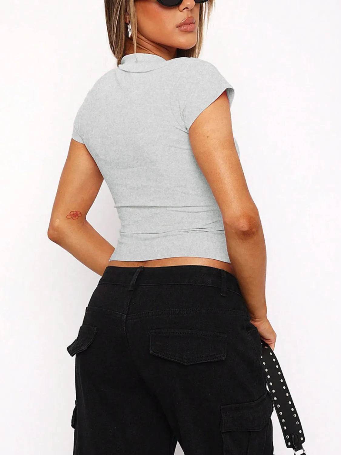 Devine Johnny Collar Short Sleeve T-Shirt - Bona Fide Fashion