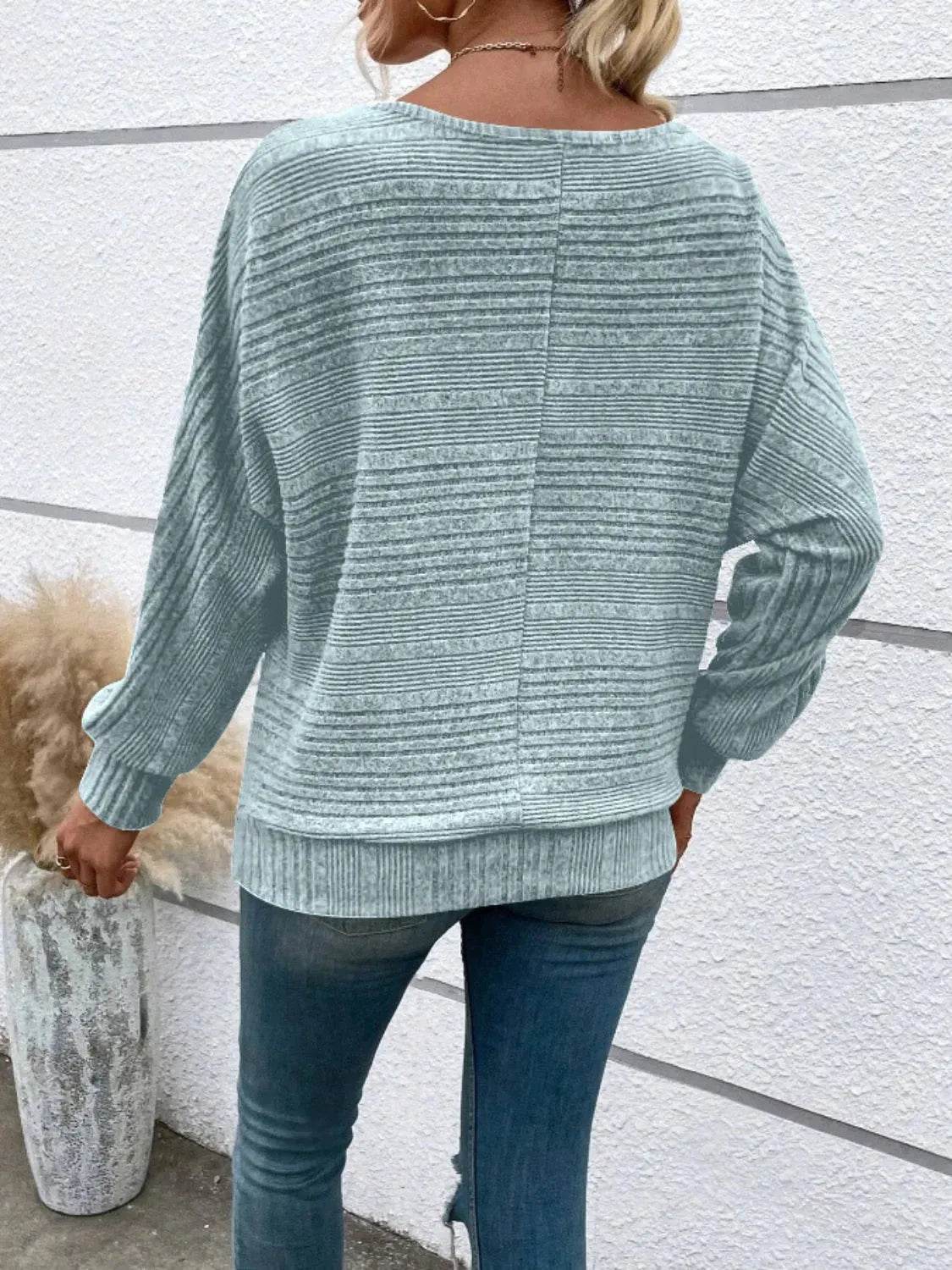 Full Size Round Neck Long Sleeve Top - Bona Fide Fashion