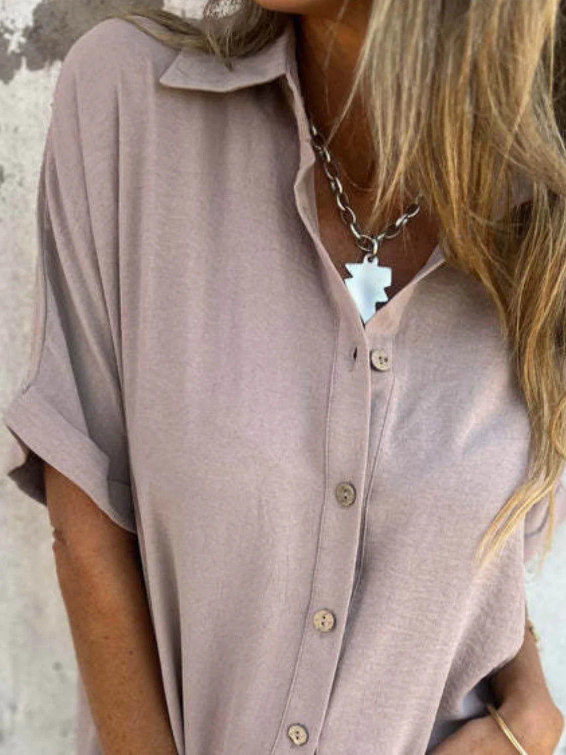 Full Size Button Down Short Sleeve Shirt Plus Size - Bona Fide Fashion