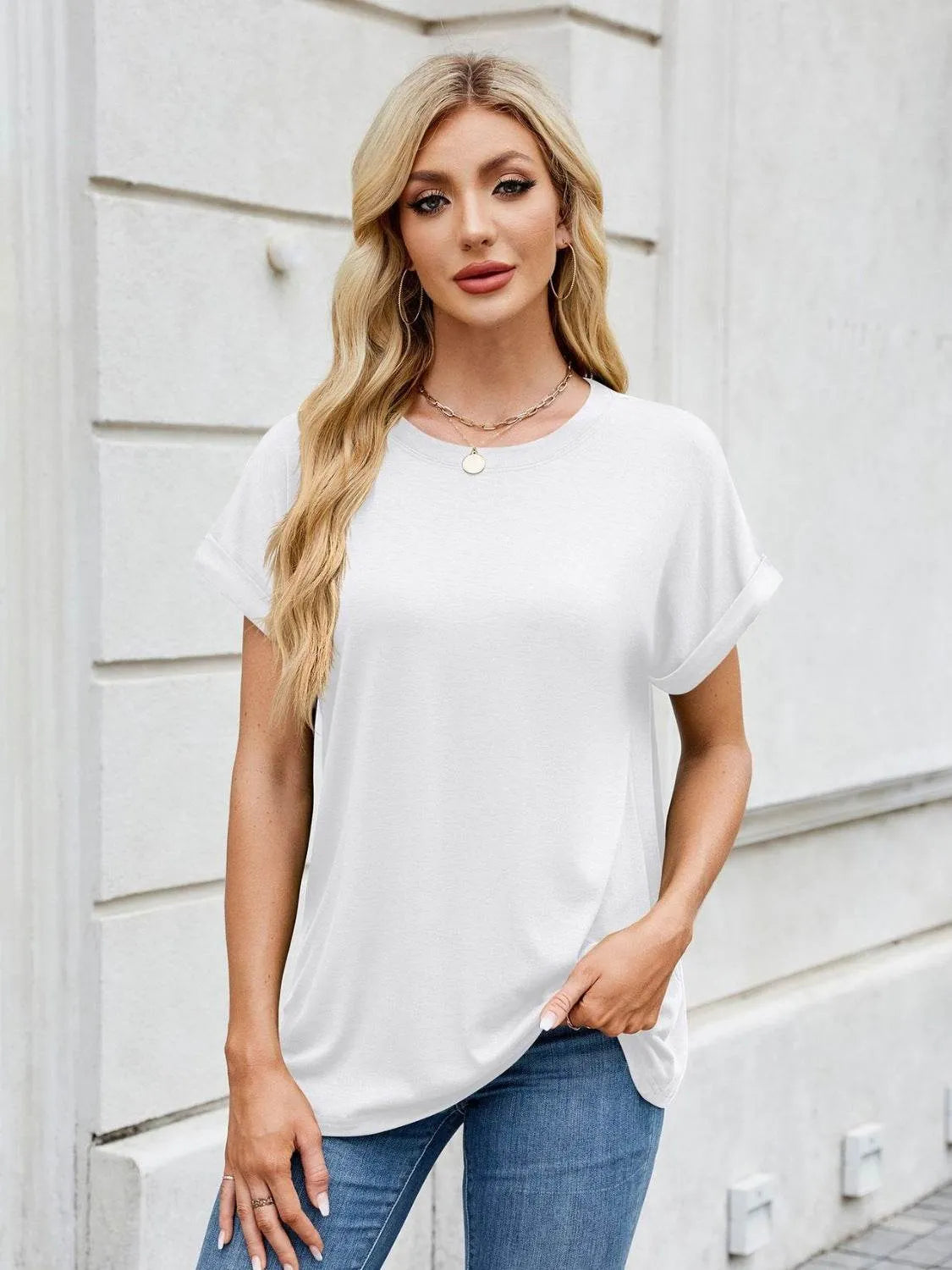 Florira Round Neck Short Sleeve T-Shirt - Bona Fide Fashion