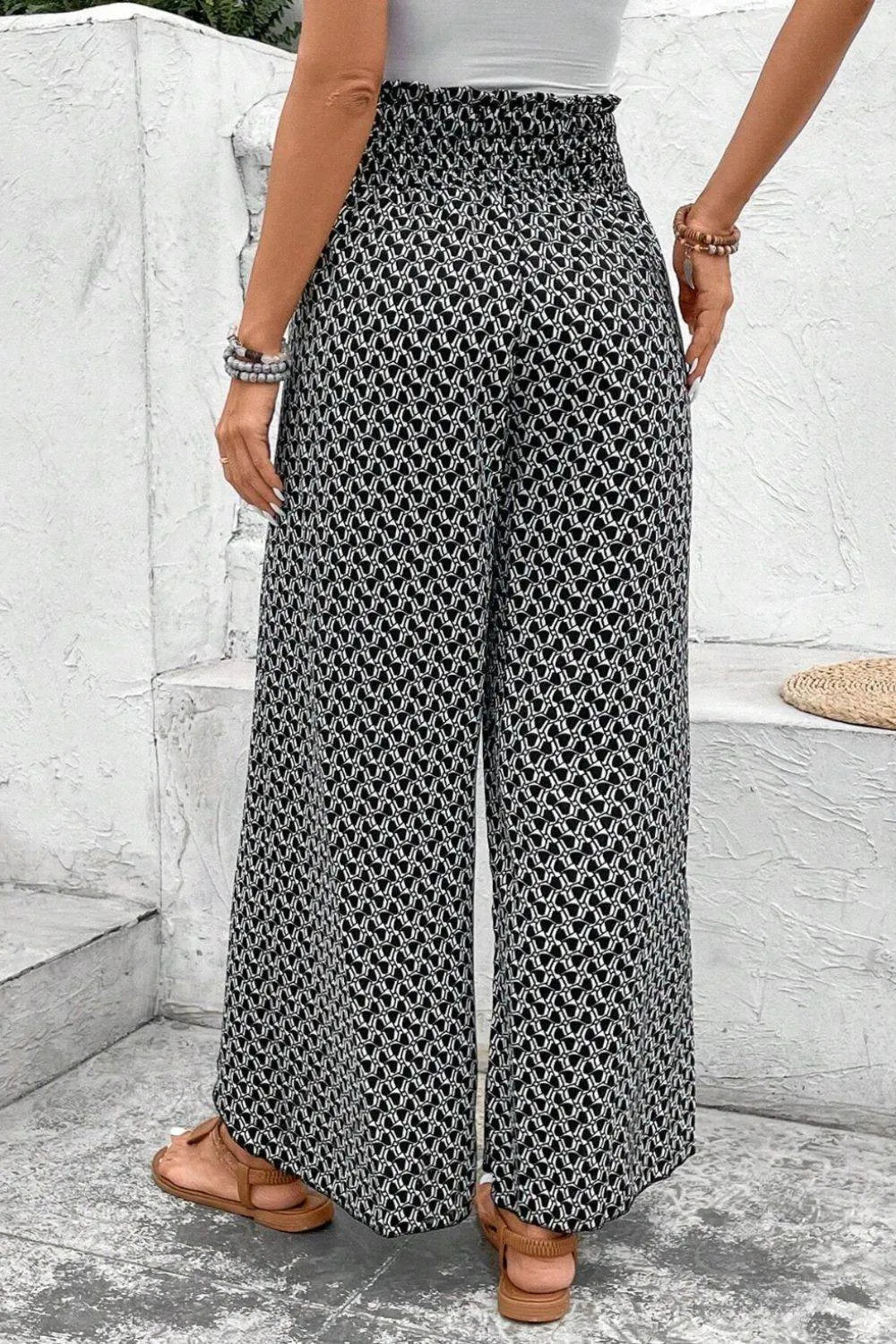 Slit Printed Wide leg Pants - Bona Fide Fashion