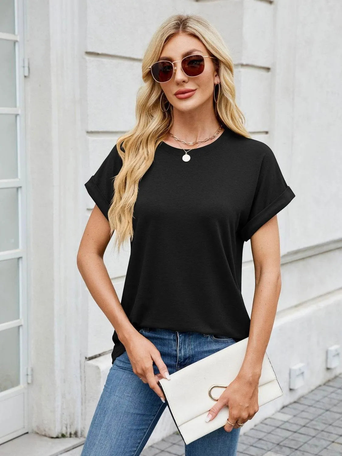 Florira Round Neck Short Sleeve T-Shirt - Bona Fide Fashion