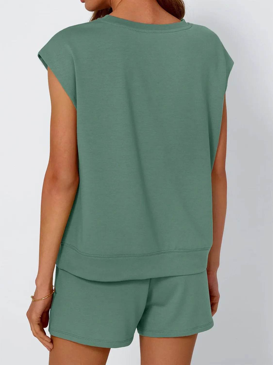 Round Neck Cap Sleeve Top and Shorts Set - Bona Fide Fashion