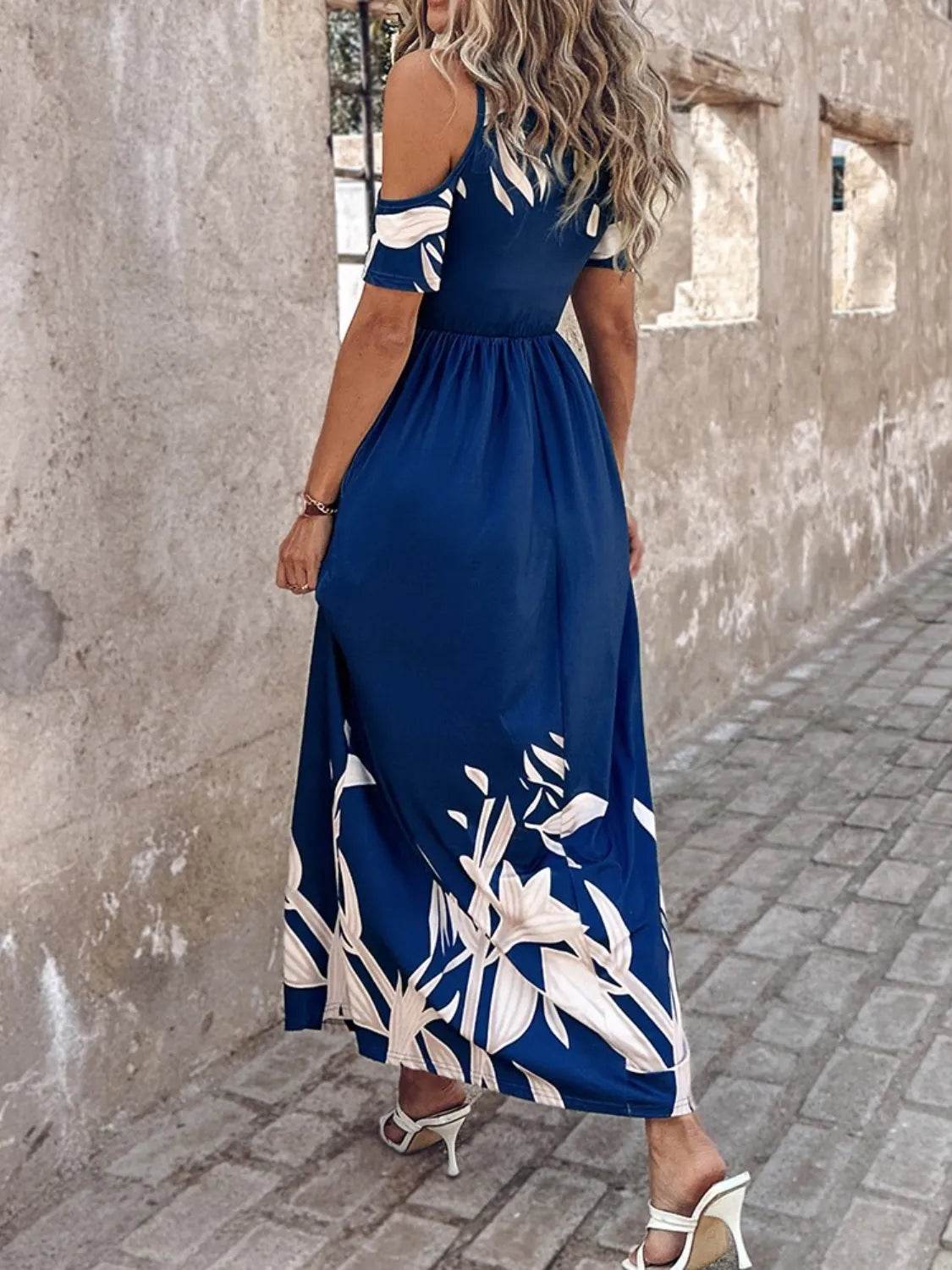 Printed Cold Shoulder Dress - Bona Fide Fashion