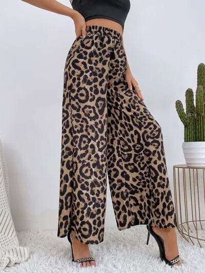 Printed Elastic Waist Wide Leg Pants - Bona Fide Fashion