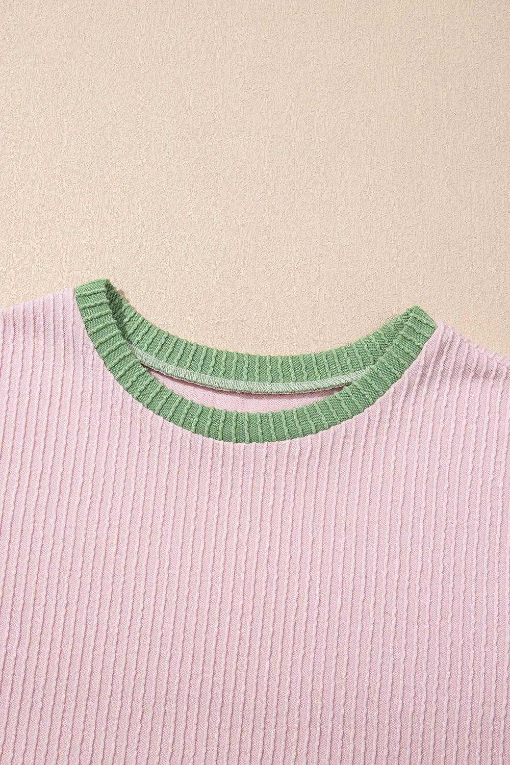 Contrast Trim Round Neck Cap Sleeve Top - Bona Fide Fashion