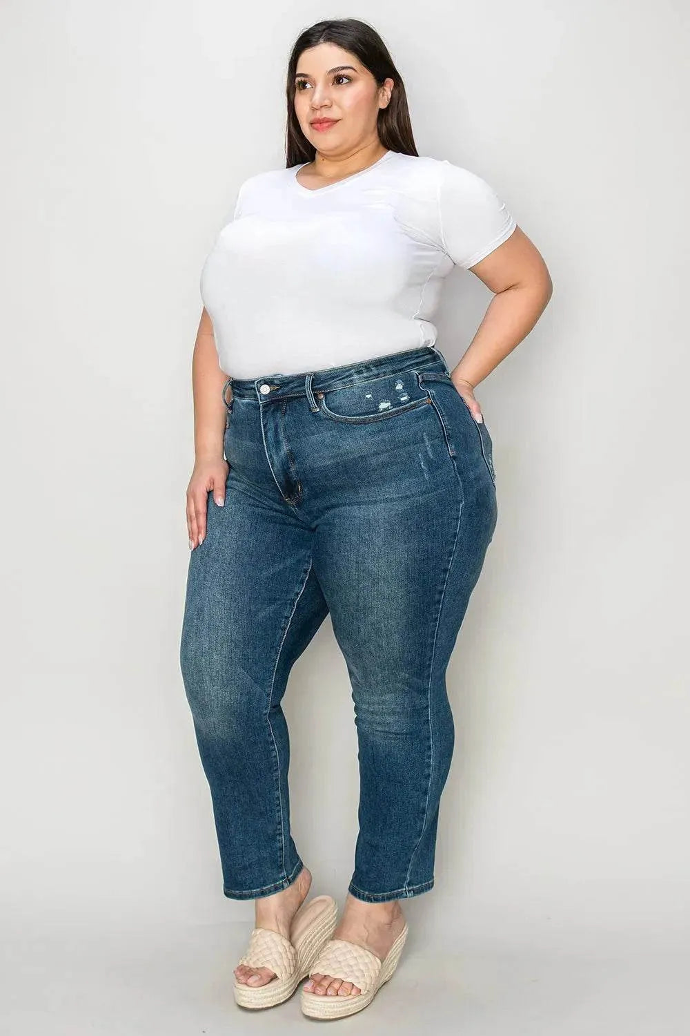 Judy Blue Full Size Tummy Control High Waist Slim Jeans - Bona Fide Fashion