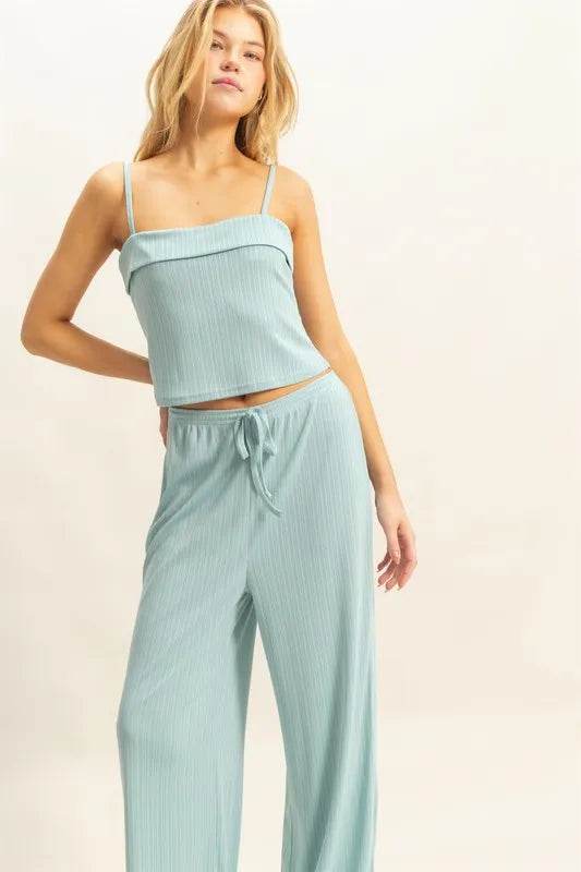 HYFVE Rib Knit Cami Top and Pants Set - Bona Fide Fashion