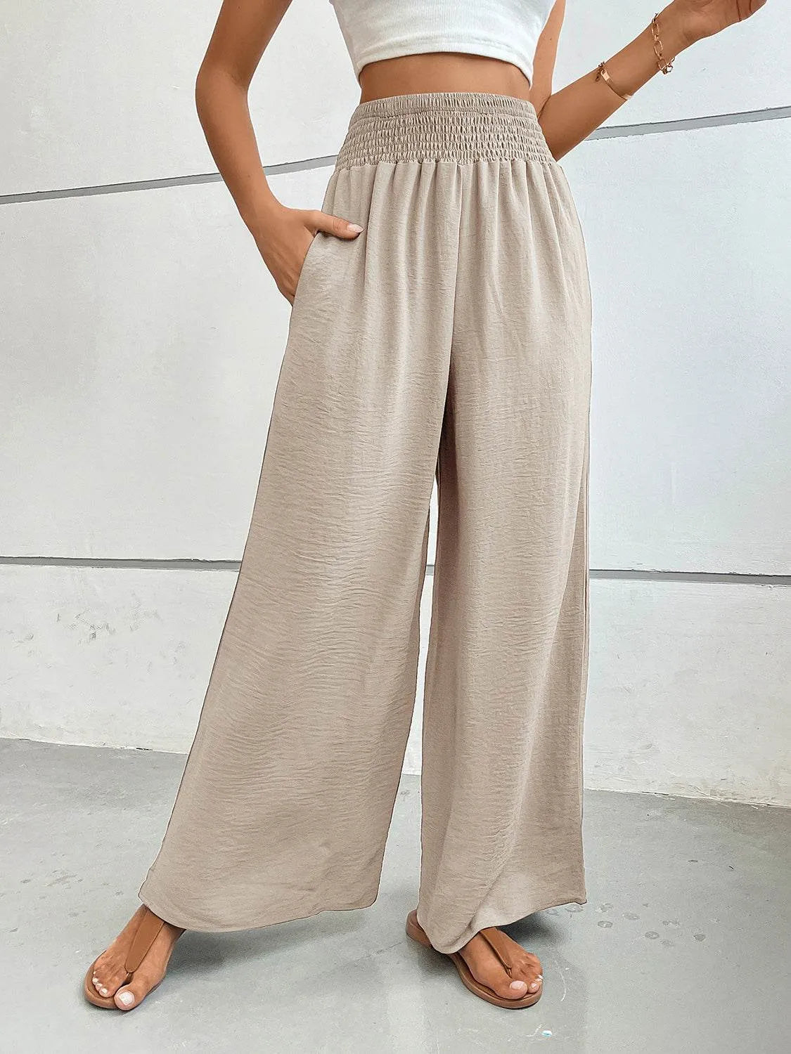 Perfee Wide Leg Pants with Pockets - Bona Fide Fashion