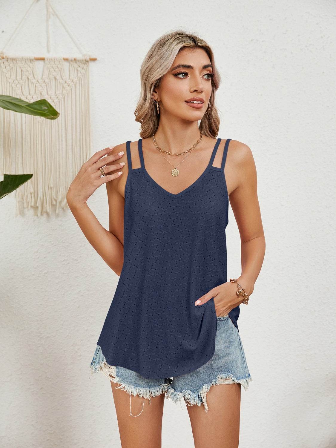 Florira Cutout Eyelet Tank - Bona Fide Fashion