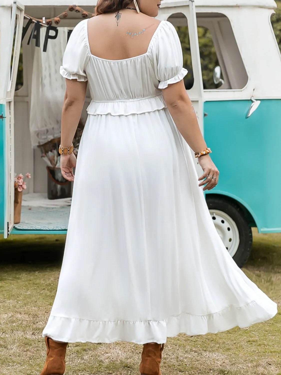 Plus Size Ruffled Hem Off-Shoulder Dress - Bona Fide Fashion