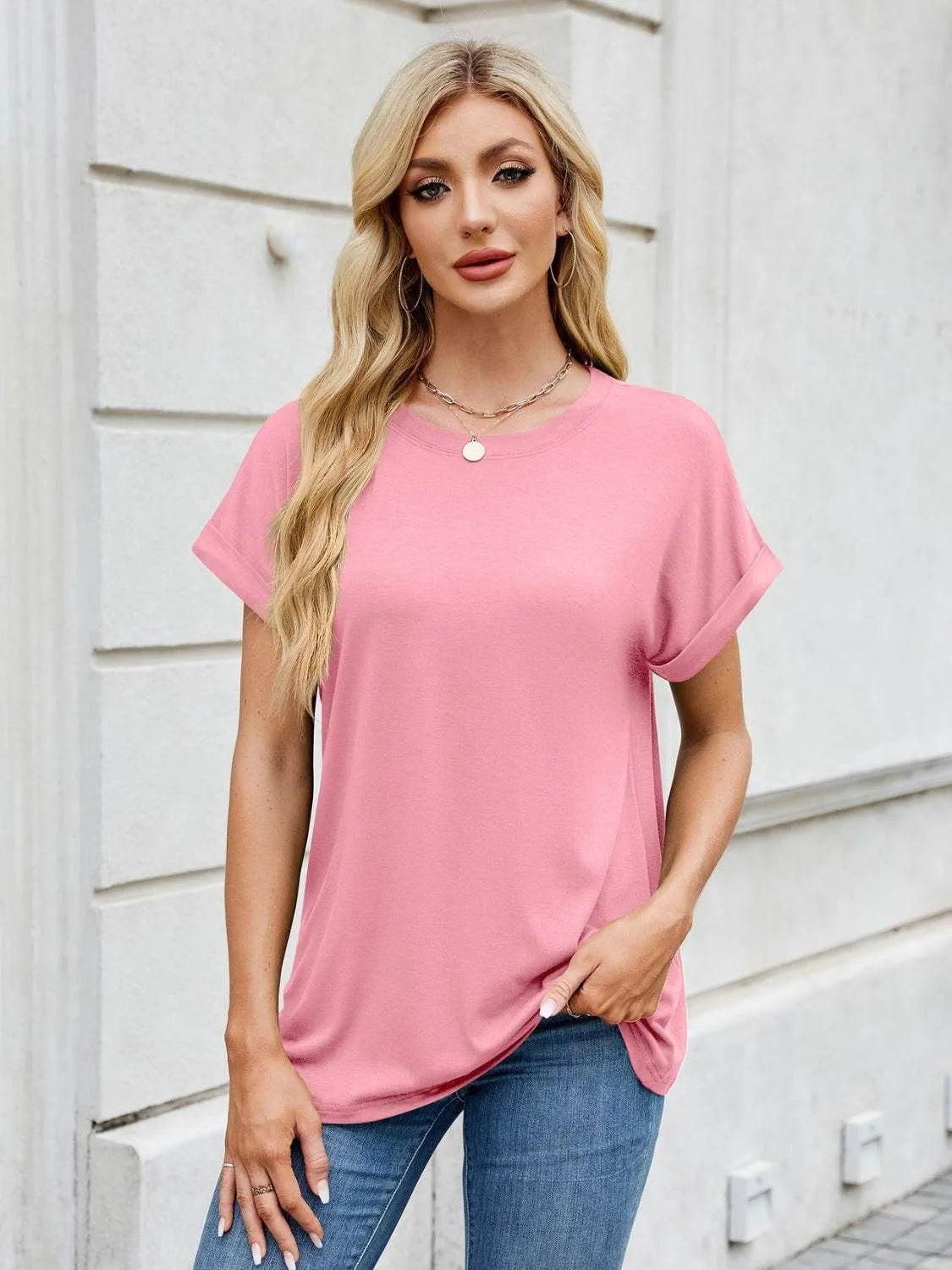 Florira Round Neck Short Sleeve T-Shirt - Bona Fide Fashion