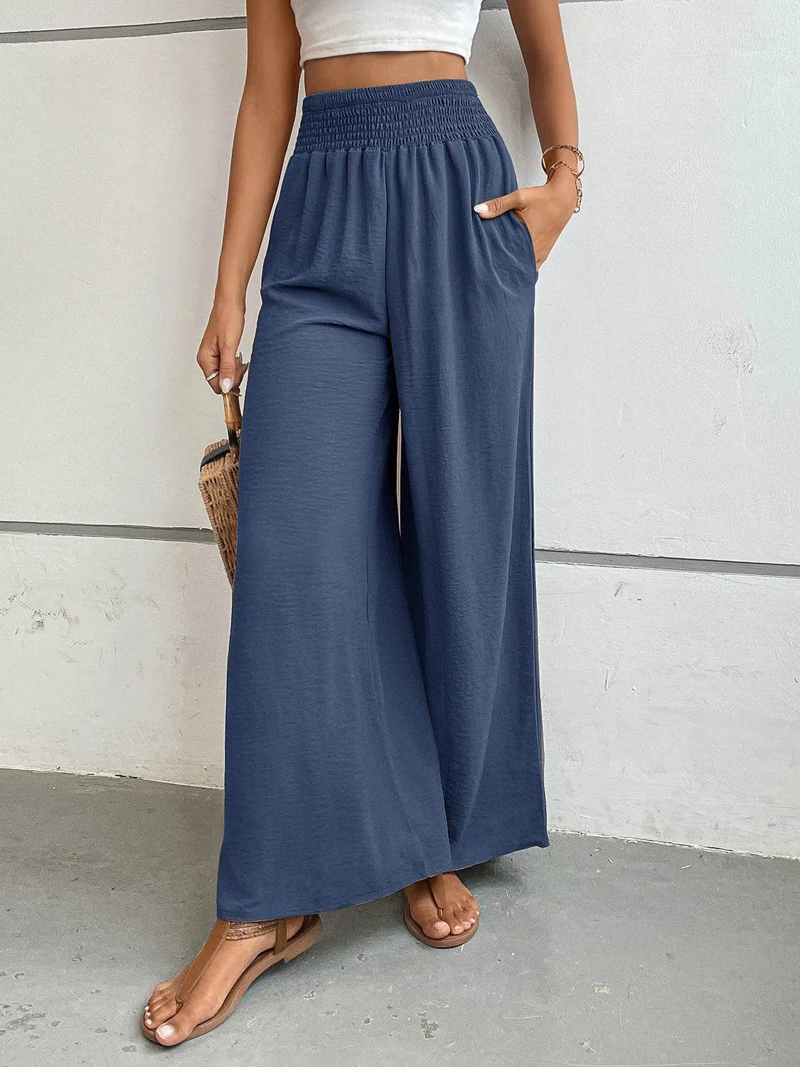 Perfee Wide Leg Pants with Pockets - Bona Fide Fashion
