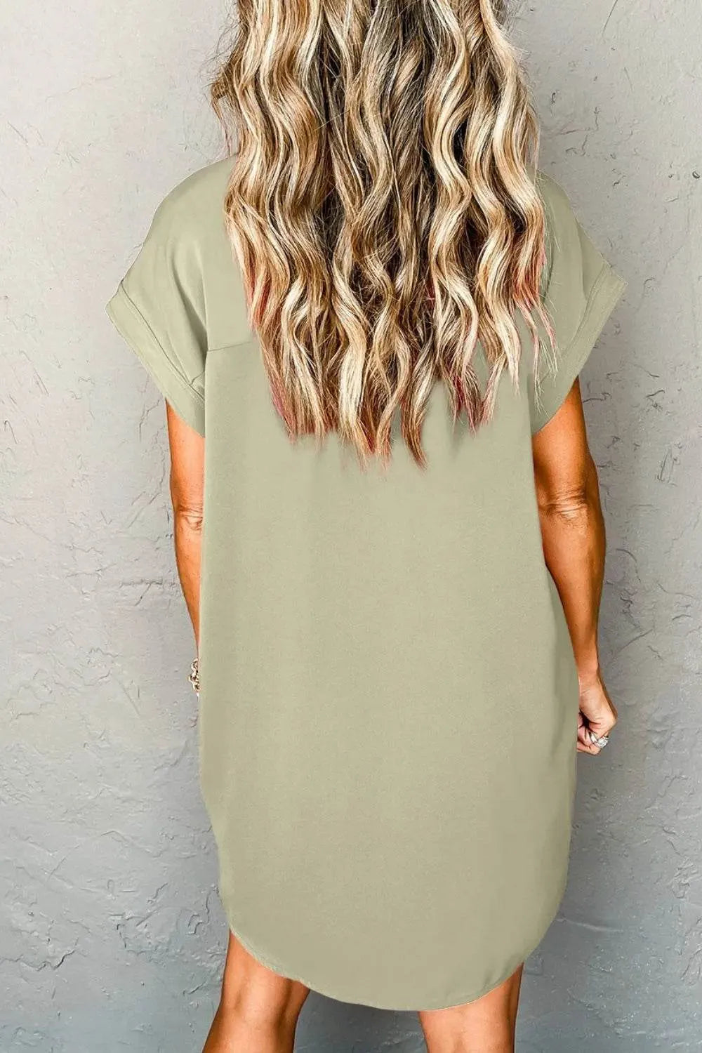 Collared Neck Short Sleeve Mini Dress - Bona Fide Fashion