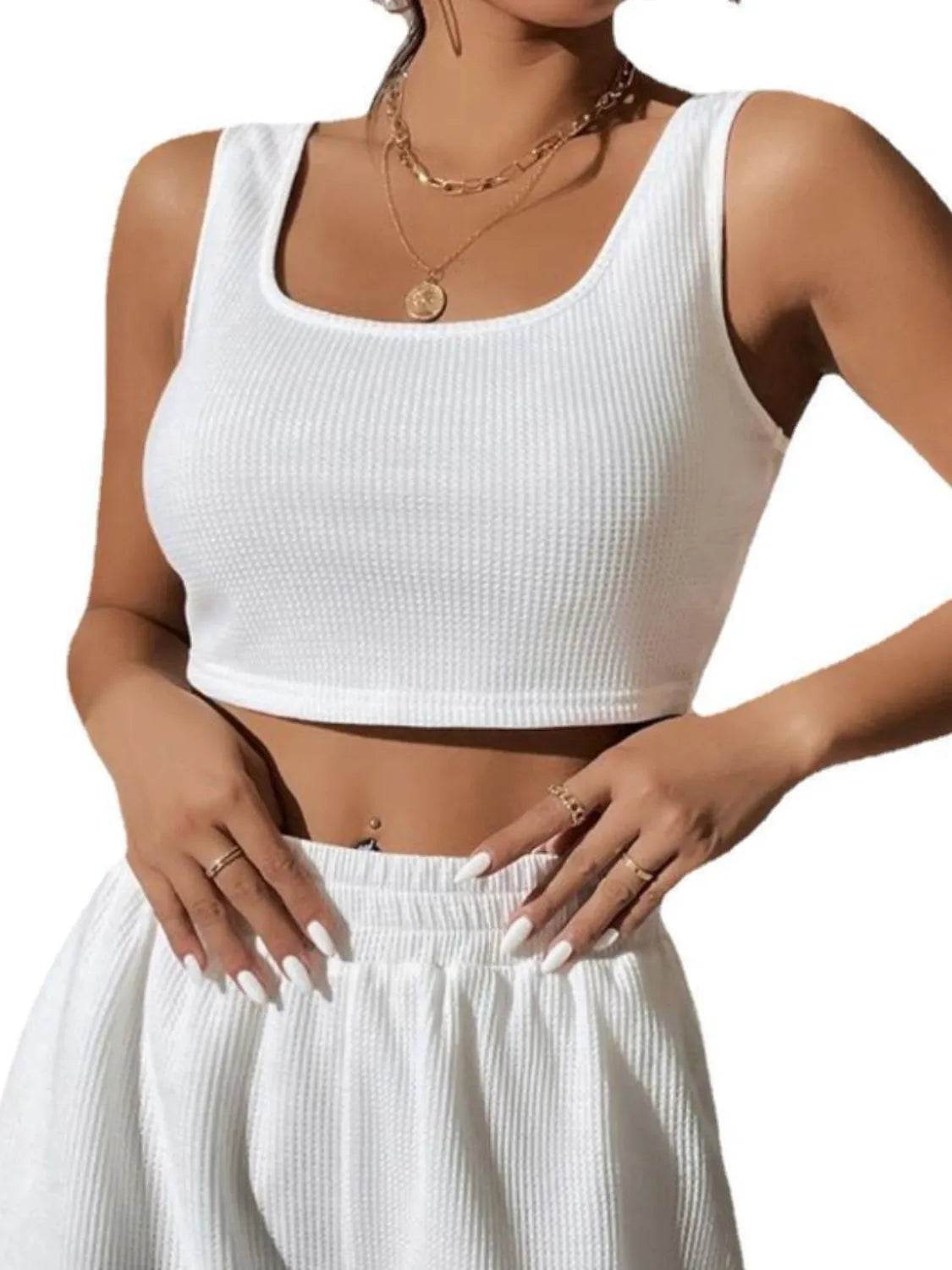 Full Size Wide Strap Tank and Shorts Set Plus Size - Bona Fide Fashion