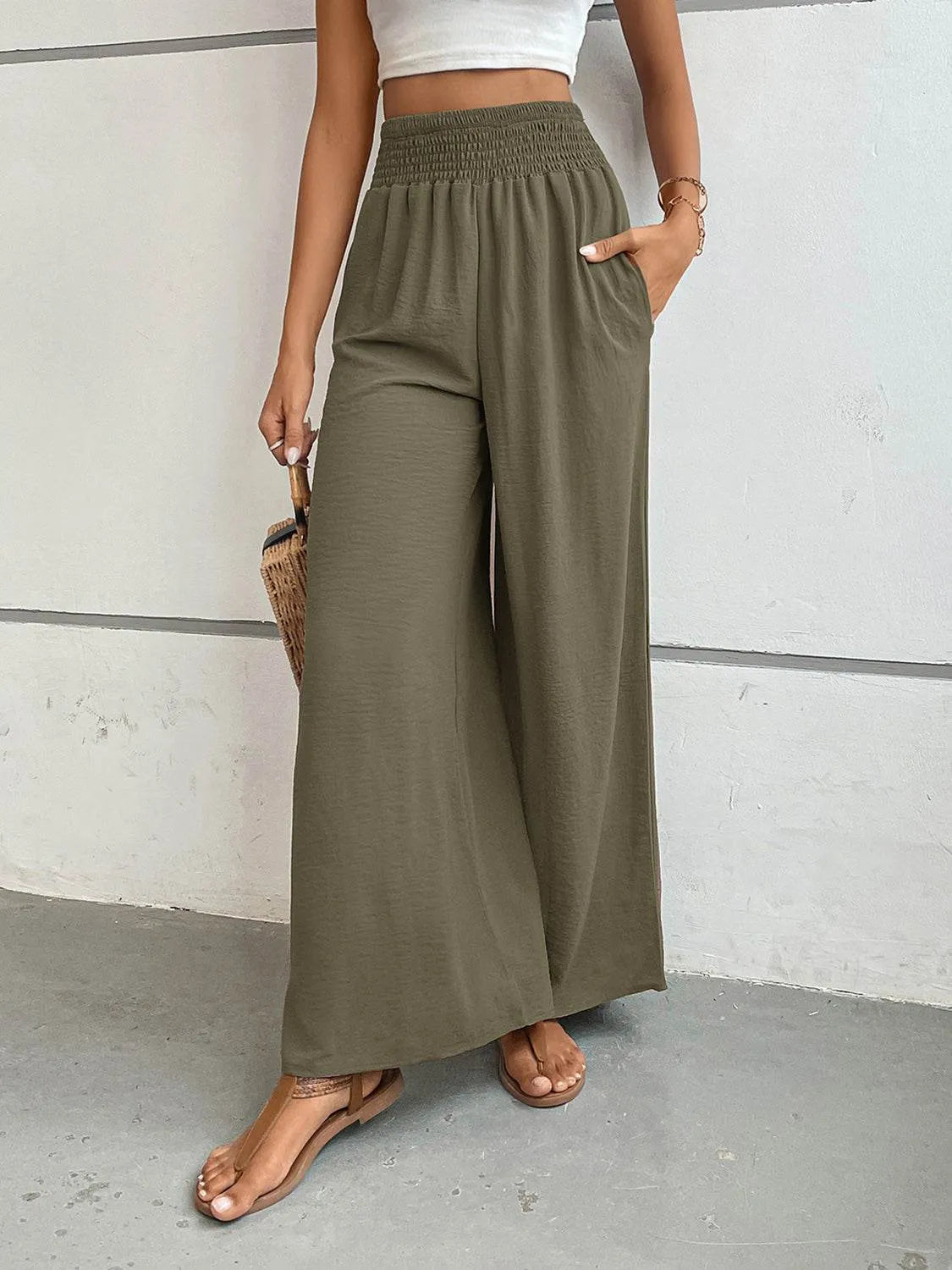 Perfee Wide Leg Pants with Pockets - Bona Fide Fashion