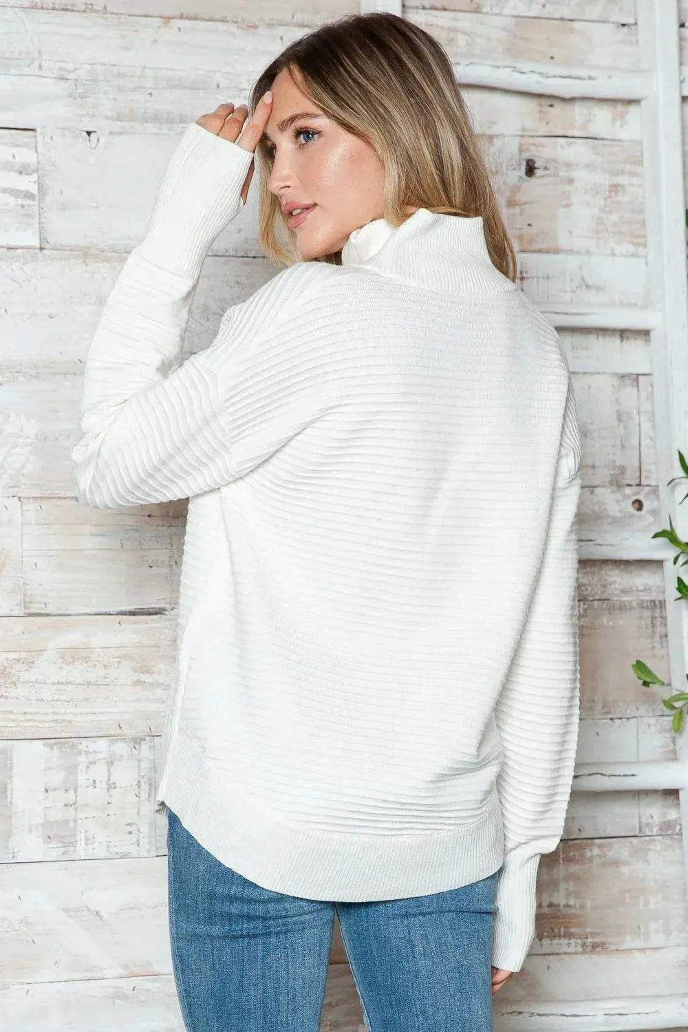 Half Zip Long Sleeve Knit Top - Bona Fide Fashion