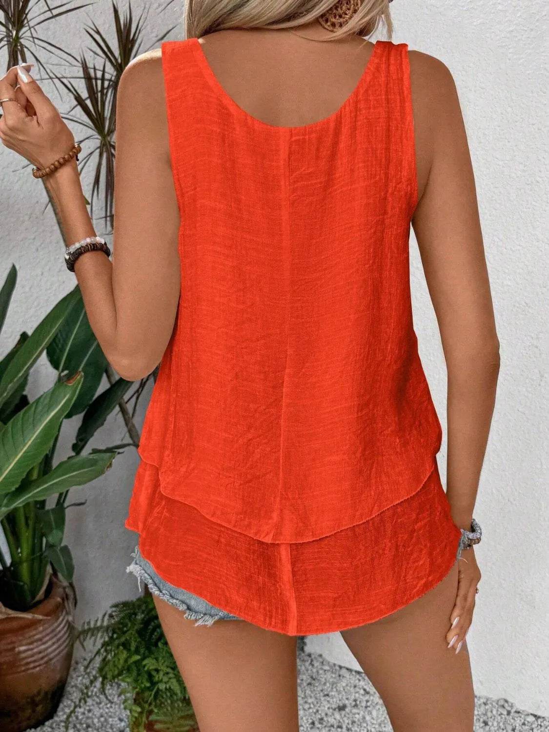 Layered Scoop Neck Wide Strap Tank - Bona Fide Fashion