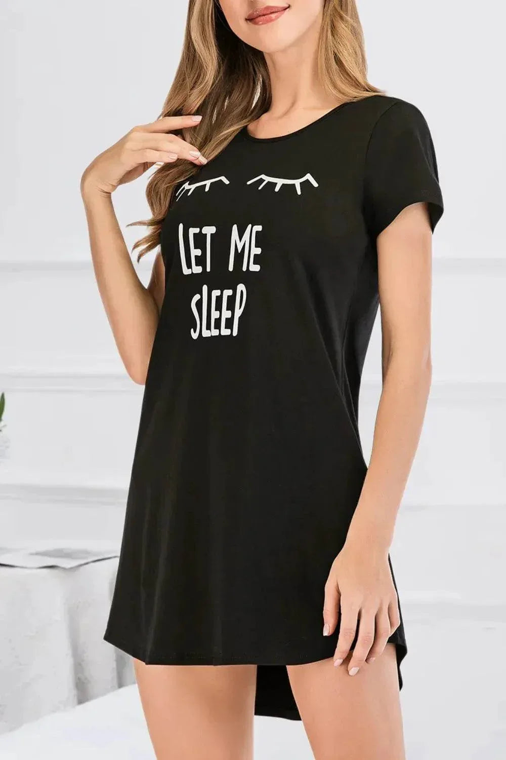 Graphic Round Neck Short Sleeve Lounge Dress - Bona Fide Fashion