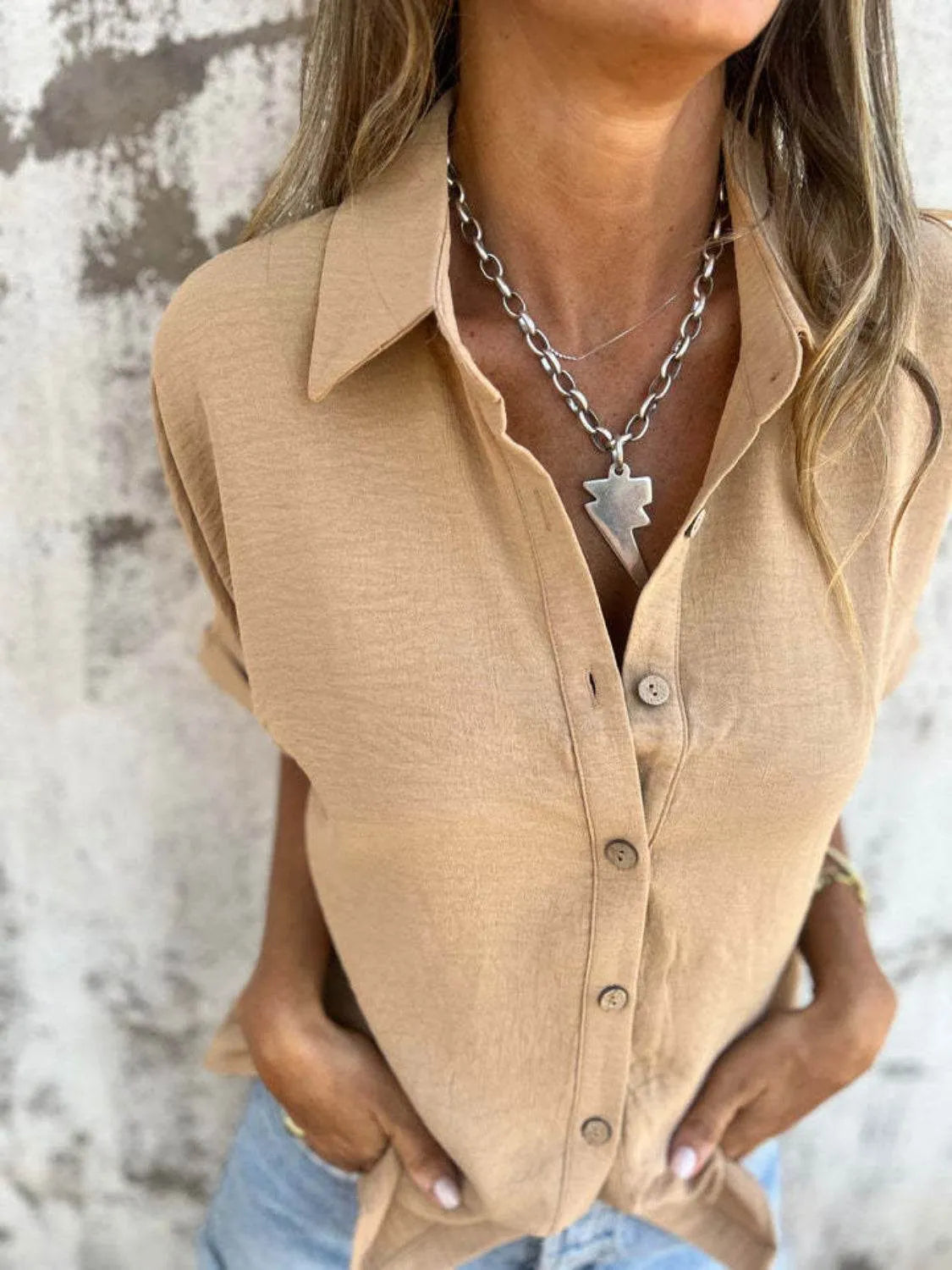 Full Size Button Down Short Sleeve Shirt Plus Size - Bona Fide Fashion
