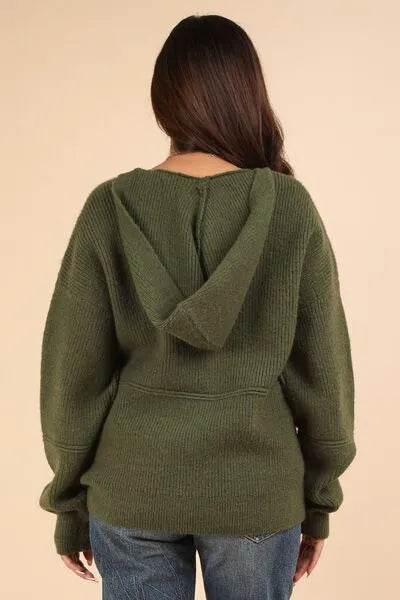 VERY J Seam Detail Drop Shoulder Hooded Sweater - Bona Fide Fashion