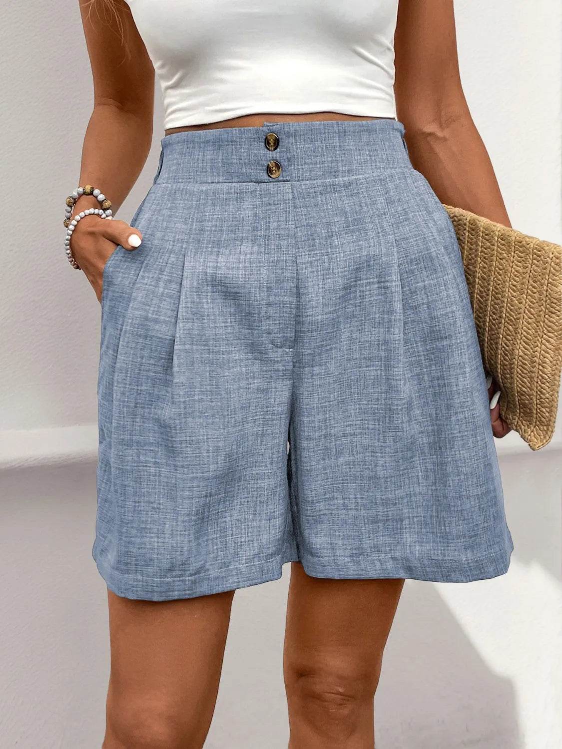 Perfee Frill Shorts with Pockets - Bona Fide Fashion