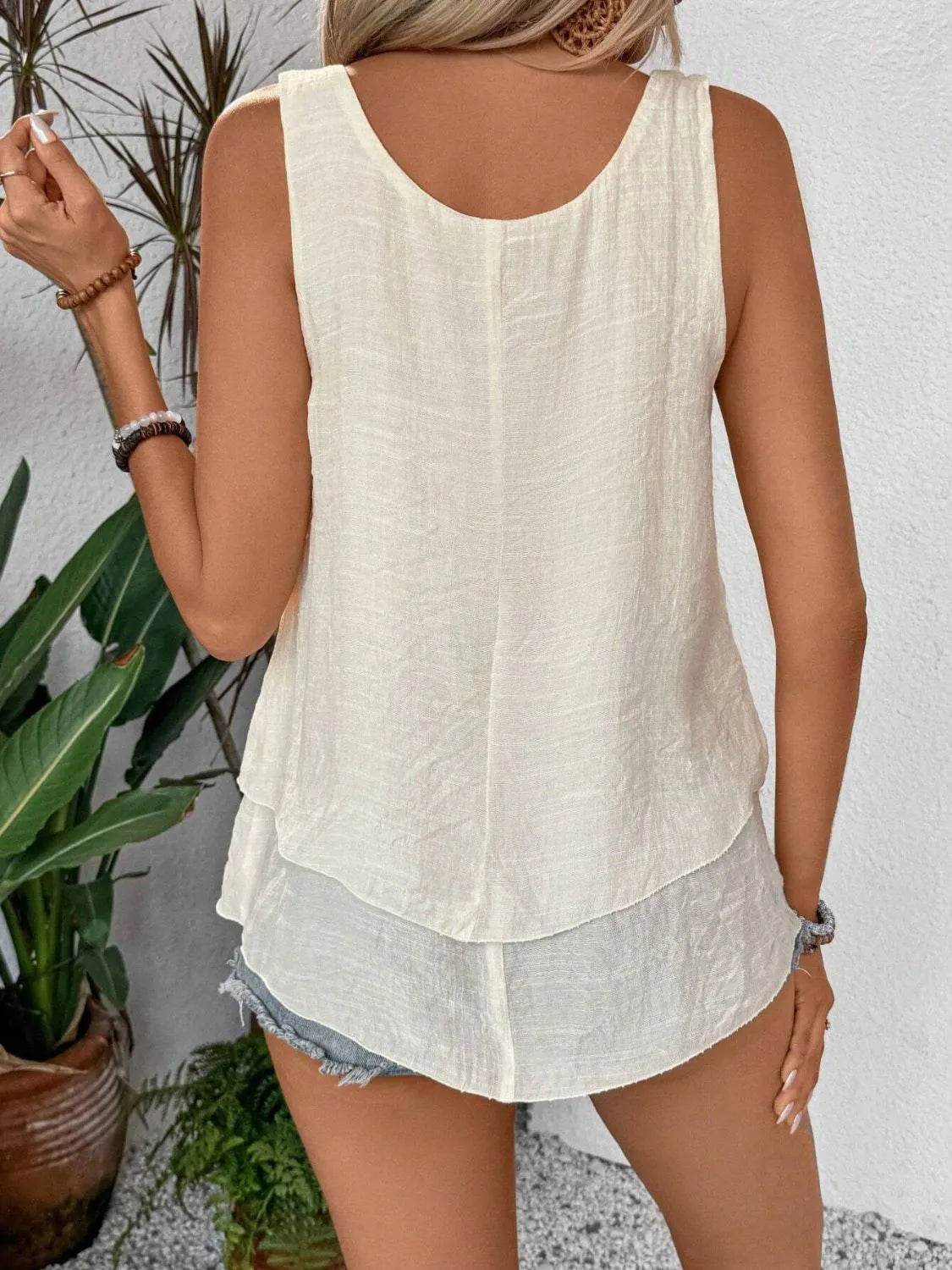Layered Scoop Neck Wide Strap Tank - Bona Fide Fashion
