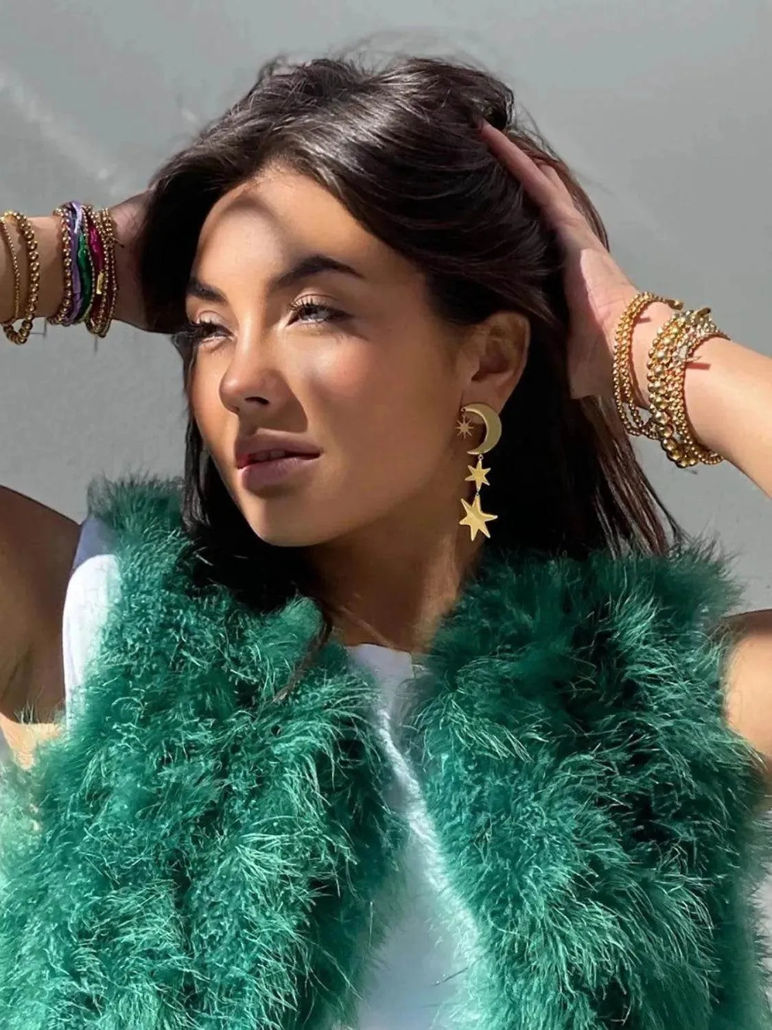 18K Gold-Plated Moon & Star Dangle Earrings - Bona Fide Fashion