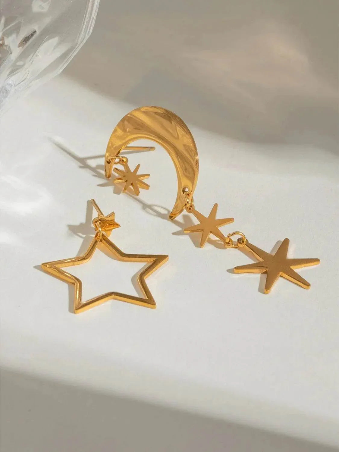 18K Gold-Plated Moon & Star Dangle Earrings - Bona Fide Fashion