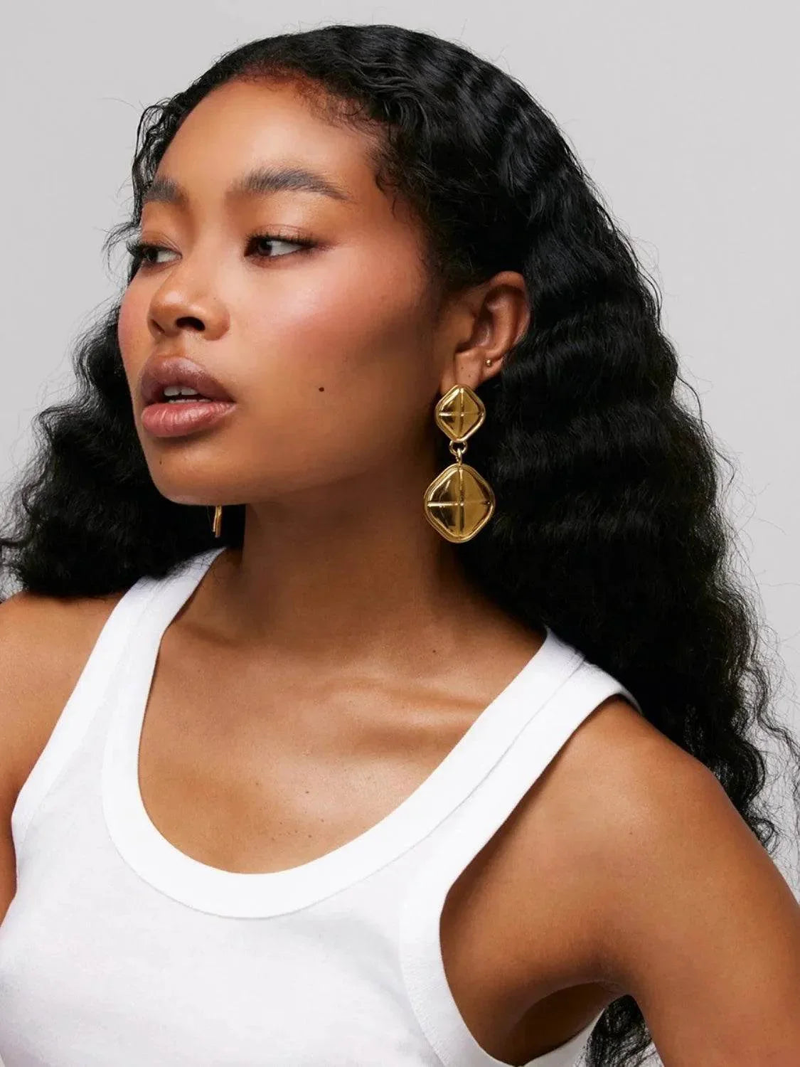 18K Gold-Plated Stainless Steel Square Earrings - Bona Fide Fashion
