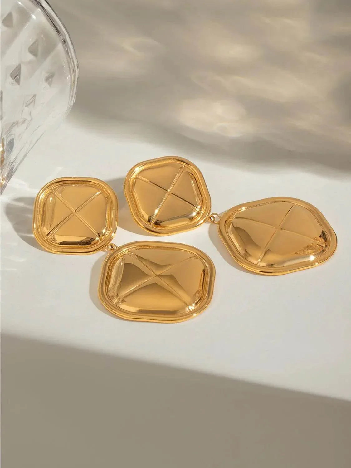 18K Gold-Plated Stainless Steel Square Earrings - Bona Fide Fashion