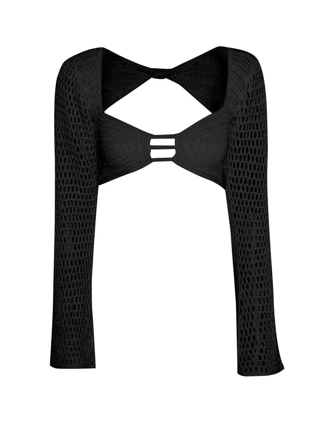 Tied Long Sleeve Top and Skirt Cover Up Set - Bona Fide Fashion