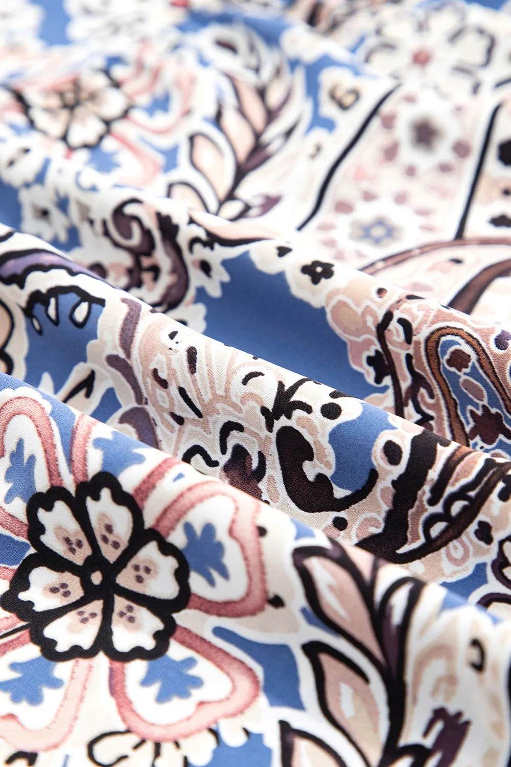 Paisley Print Twist Detail Smocked Back Spaghetti Straps Dress - Bona Fide Fashion