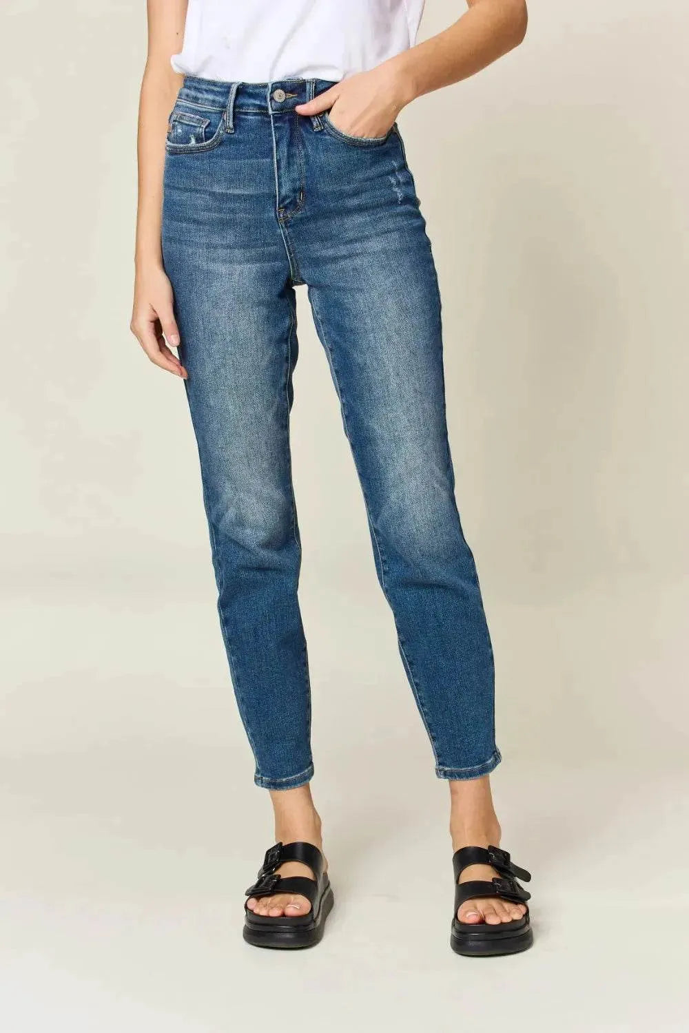 Judy Blue Full Size Tummy Control High Waist Slim Jeans - Bona Fide Fashion