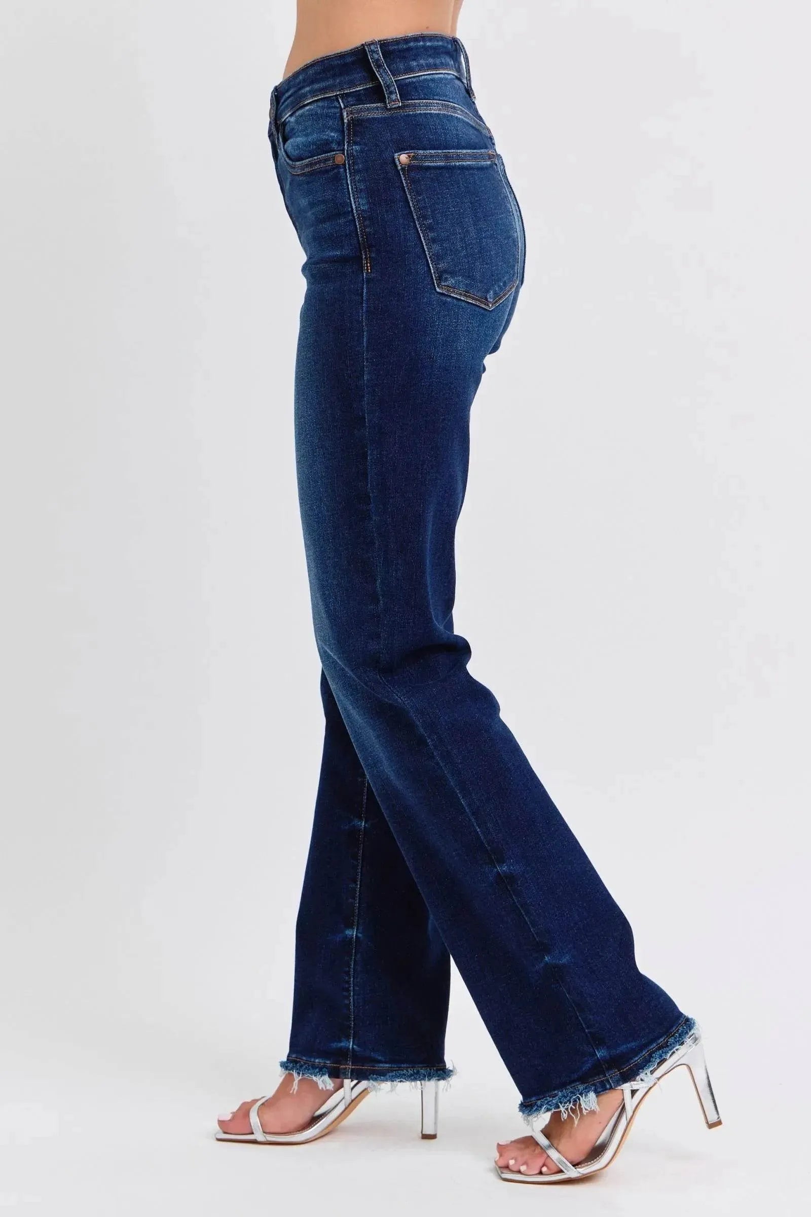 Judy Blue Full Size Raw Hem Straight Leg Jeans - Bona Fide Fashion