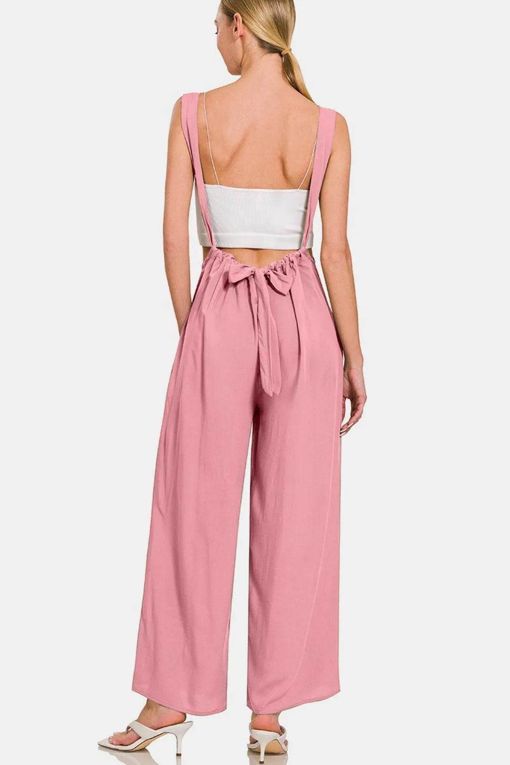 Bona Fide Fashion - Pocketed Wide Strap Wide Leg Overalls - Women Fashion - Bona Fide Fashion