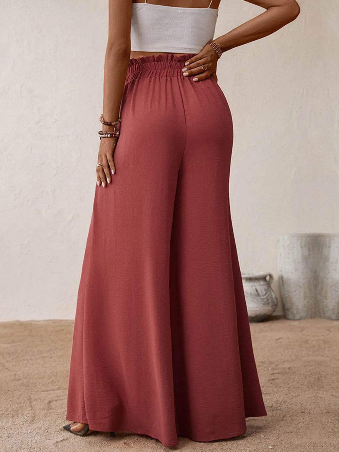 Perfee Frill Tied Wide Leg Pants - Bona Fide Fashion