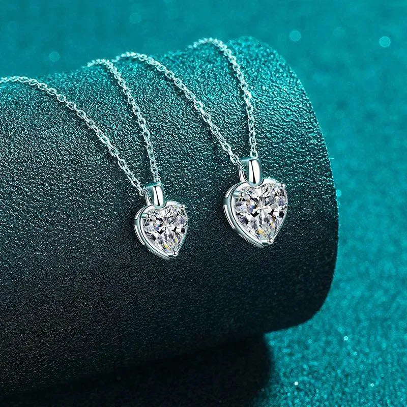 2 Carat Moissanite 925 Sterling Silver Heart Shape Necklace - Bona Fide Fashion