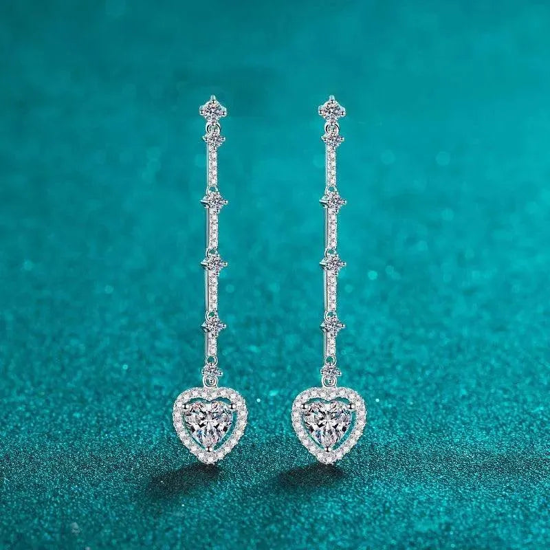 2 Carat Moissanite Zircon 925 Sterling Silver Heart Earrings - Bona Fide Fashion