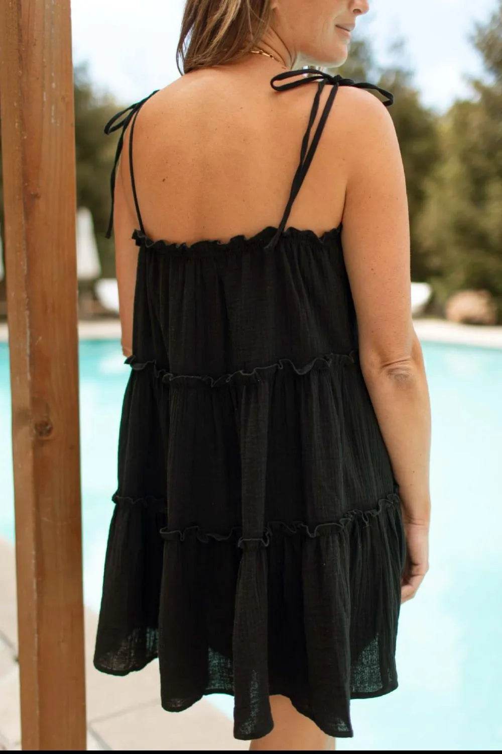 Frill Square Neck Mini Cami Dress - Bona Fide Fashion