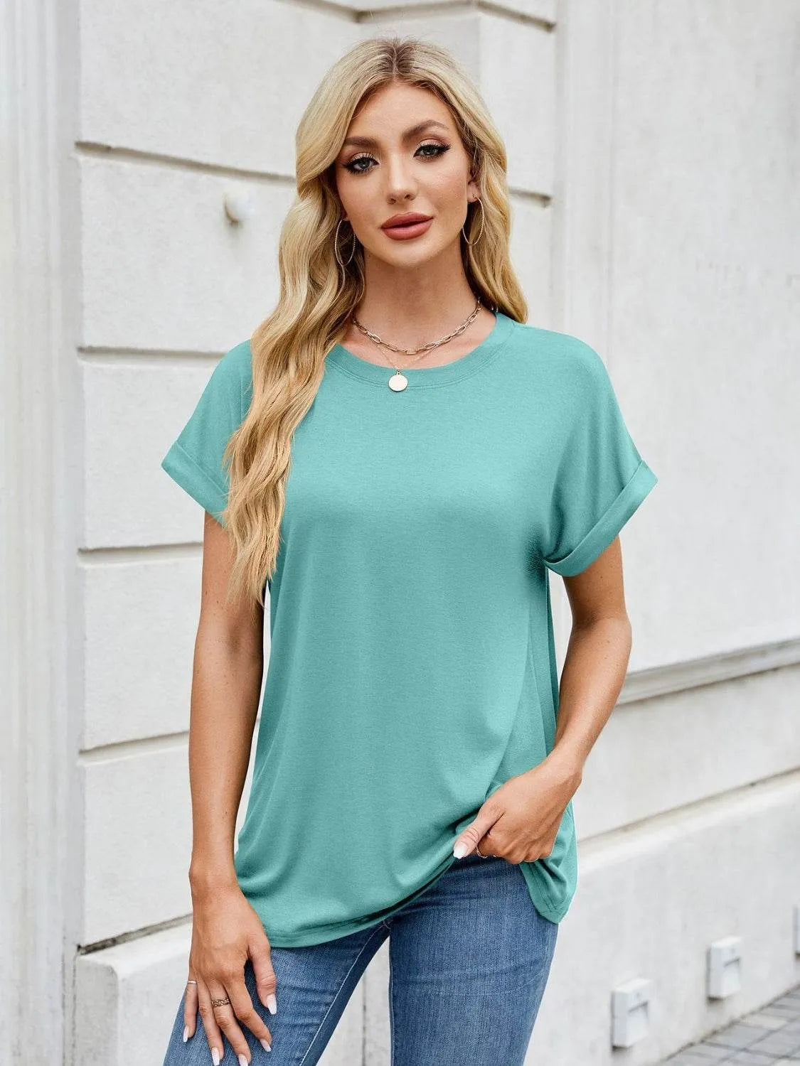 Florira Round Neck Short Sleeve T-Shirt - Bona Fide Fashion