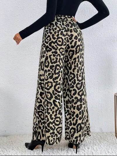 Printed Elastic Waist Wide Leg Pants - Bona Fide Fashion