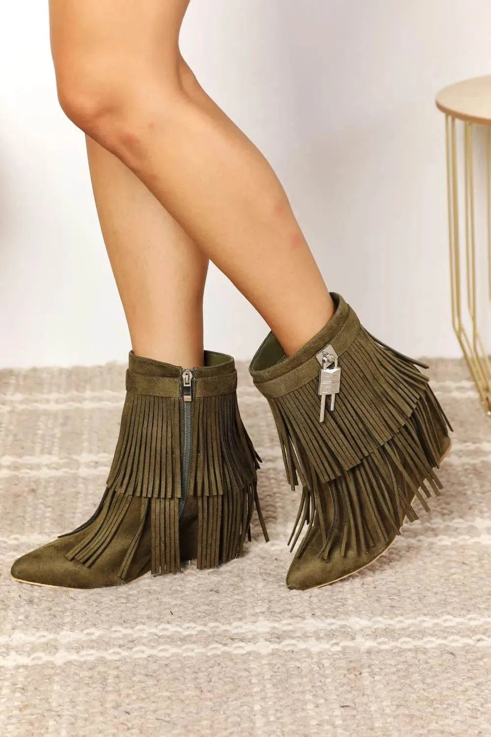 Legend Women's Tassel Wedge Heel Ankle Booties - Bona Fide Fashion