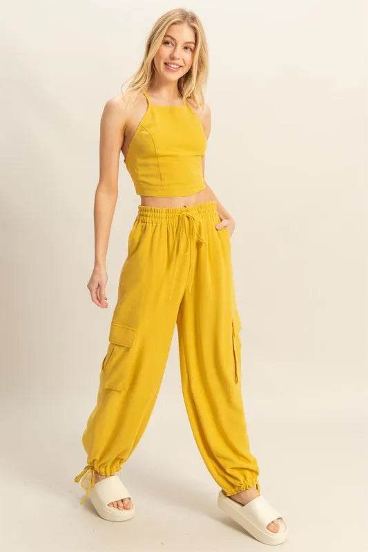 HYFVE Crop Top and Cargo Pants Set - Bona Fide Fashion