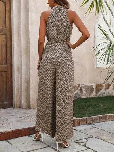 Printed Wide Leg Sleeveless Jumpsuit - Bona Fide Fashion