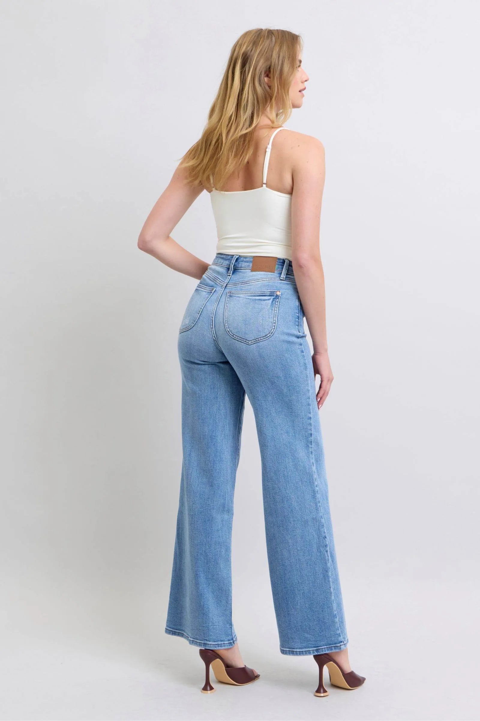 Judy Blue Full Size Wide Leg Jeans with Pockets - Bona Fide Fashion