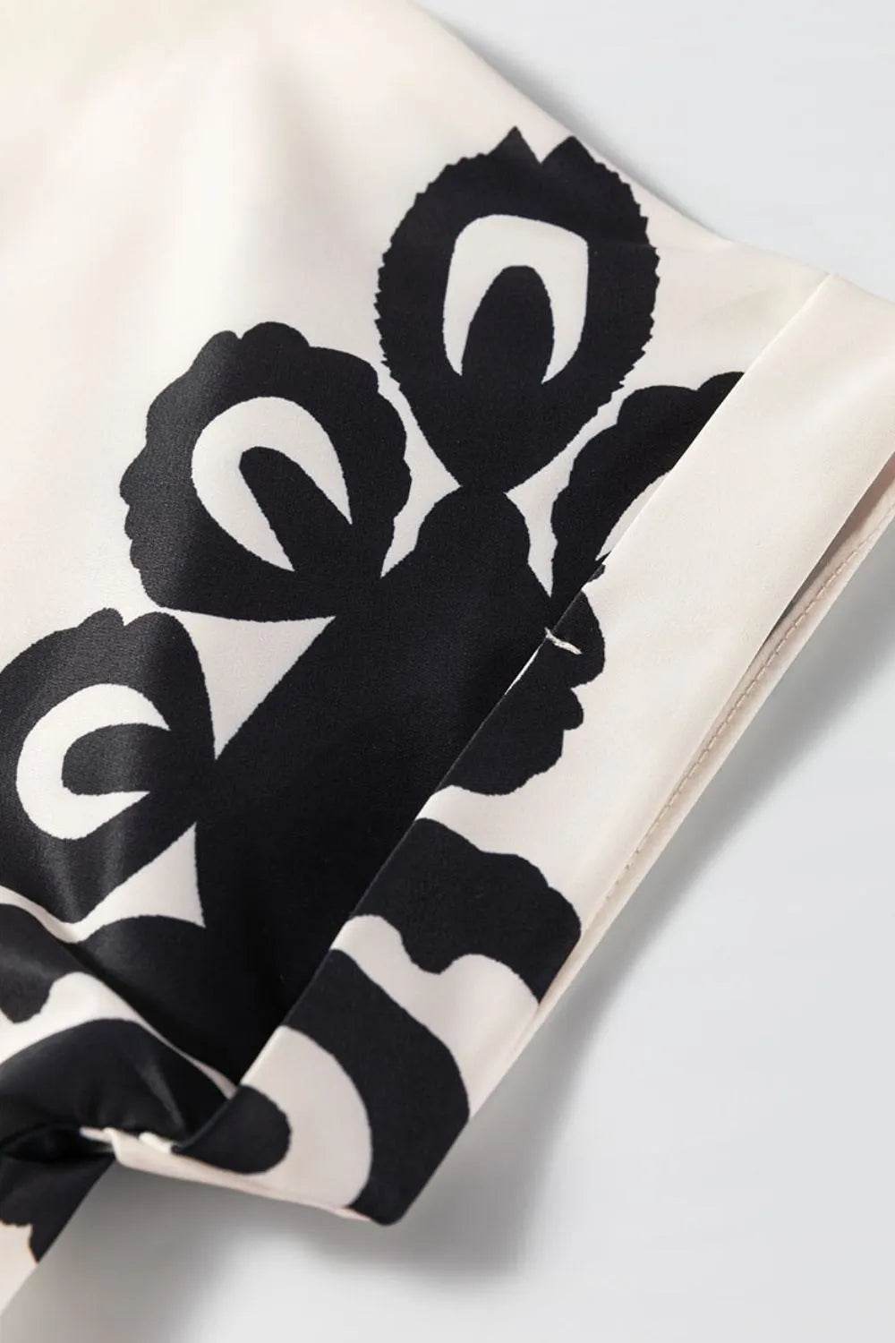 Printed V-Neck Short Sleeve Dress - Bona Fide Fashion