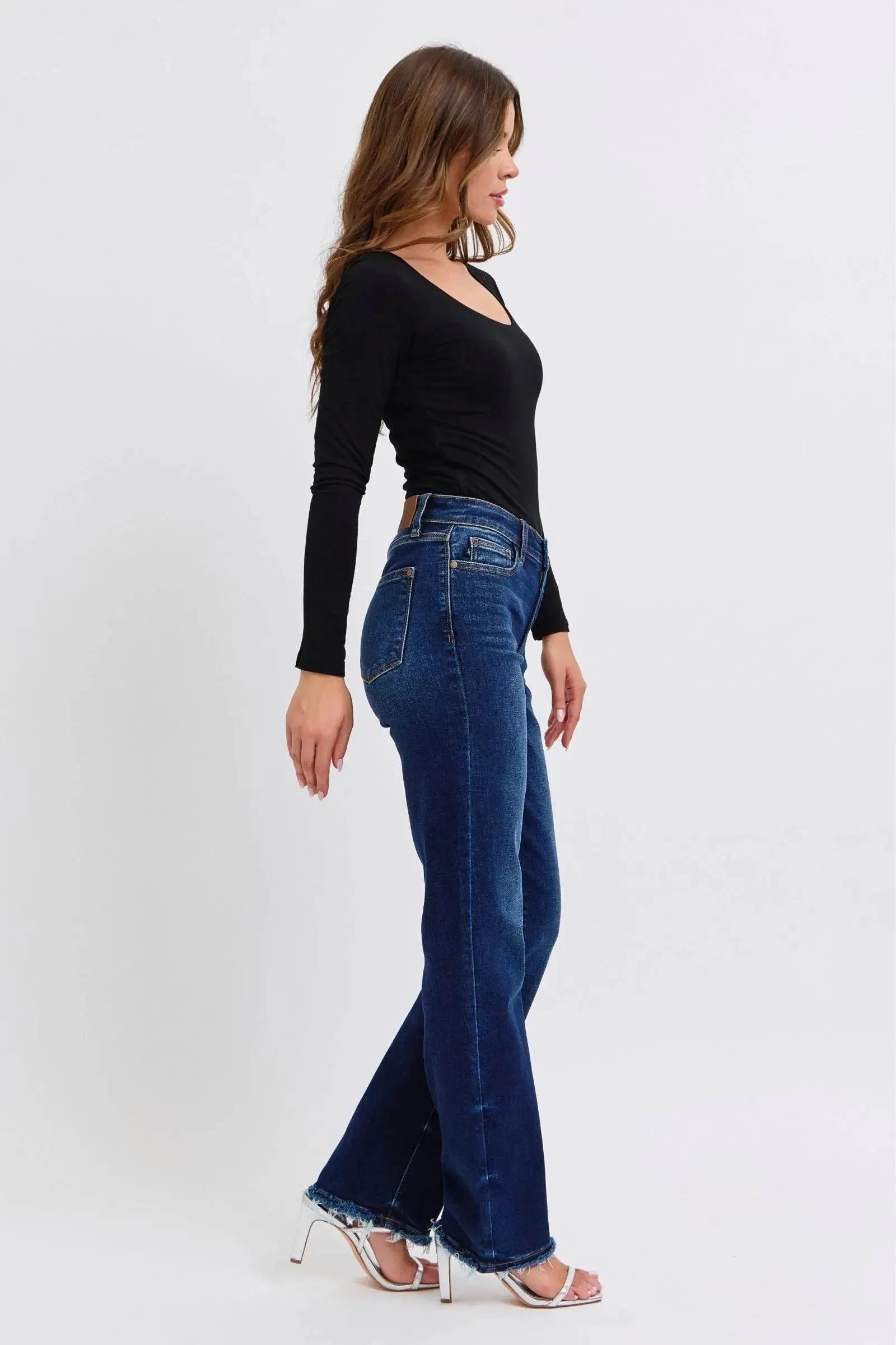 Judy Blue Full Size Raw Hem Straight Leg Jeans - Bona Fide Fashion