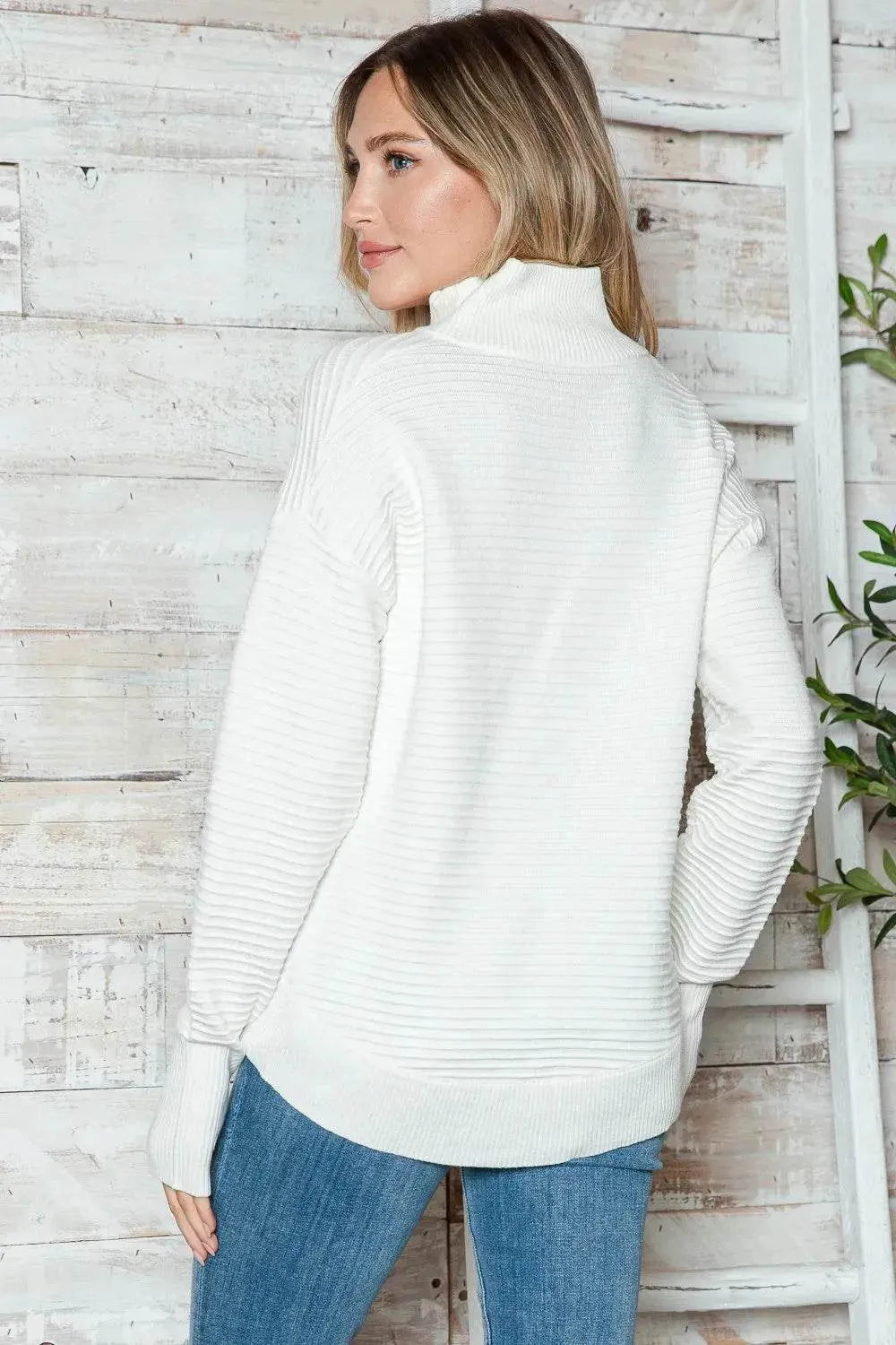 Half Zip Long Sleeve Knit Top - Bona Fide Fashion
